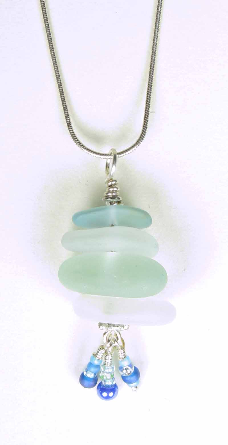 Stacked Beach Glass Necklace with dangles